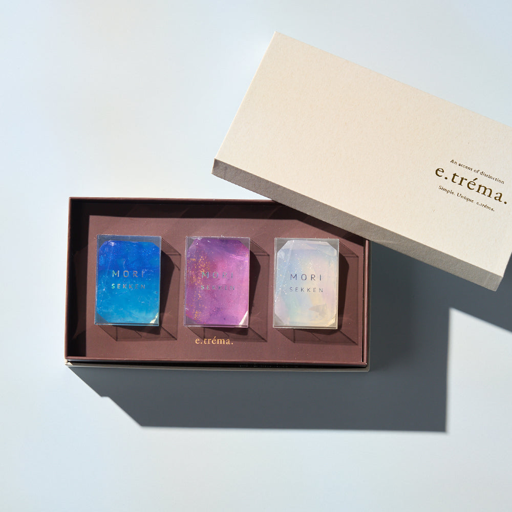 宝石のように輝く石鹸 e.tréma. × 森石鹼 2026 新色ギフトセット – 緑葉風