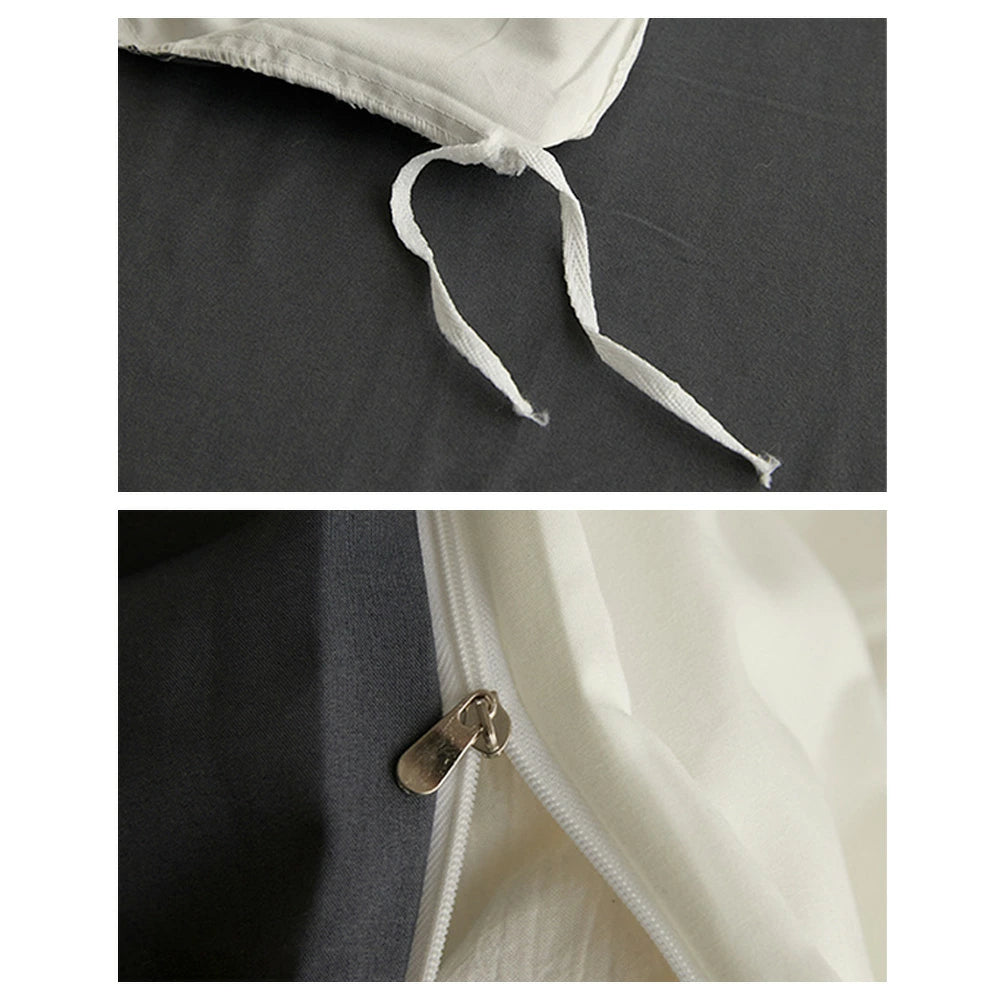 ベッドカバー セット ブラック×ホワイト (ベッドシーツタイプ)