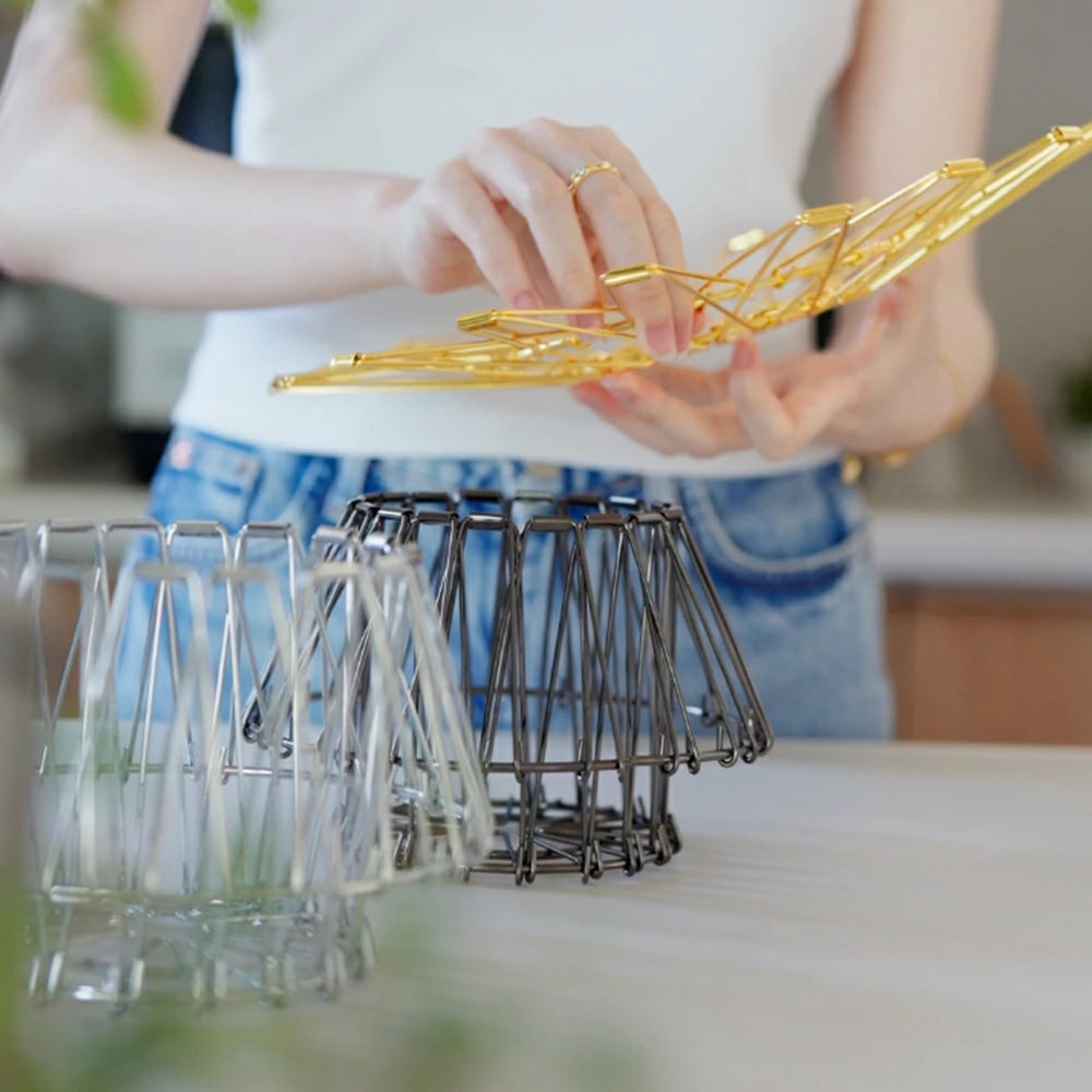 ステンレス製 折りたたみ 変形 カゴ バスケット