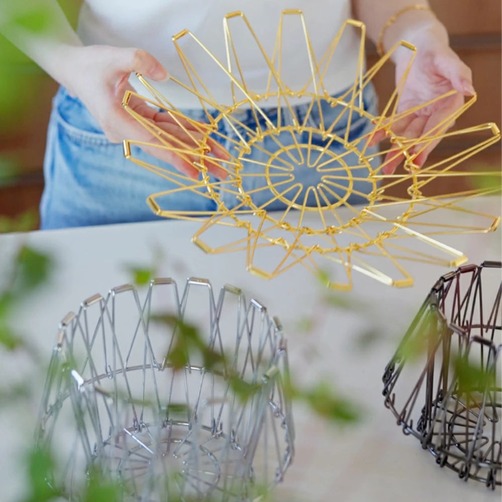 ステンレス製 折りたたみ 変形 カゴ バスケット