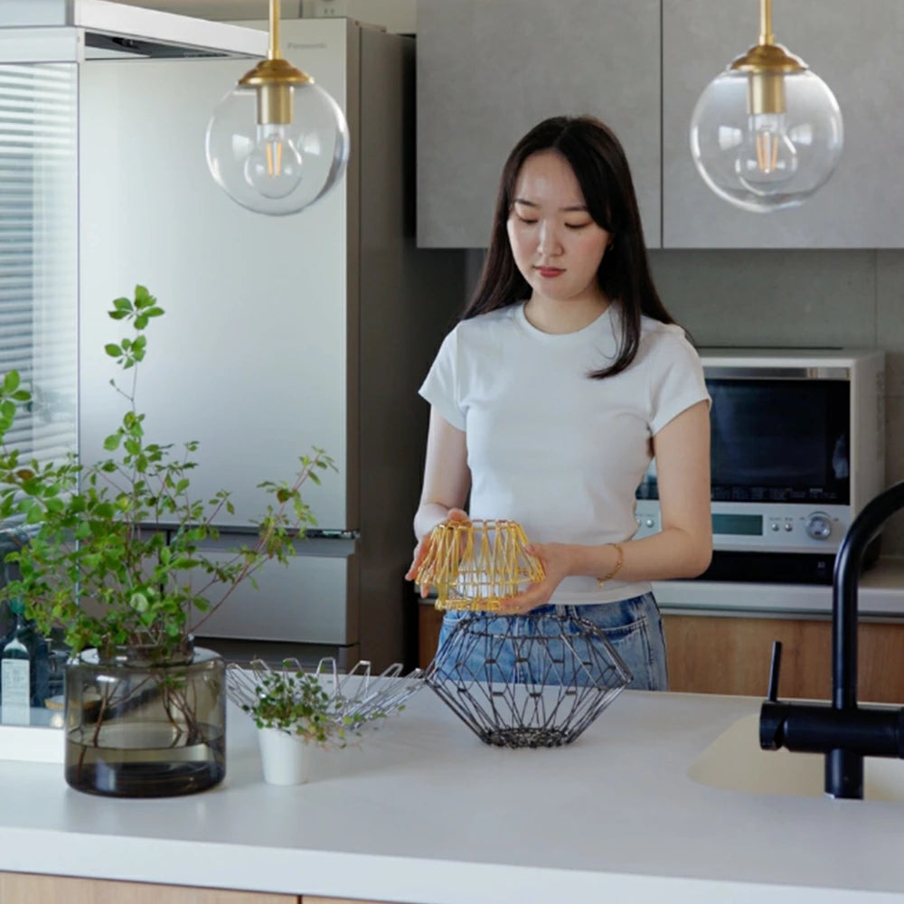 ステンレス製 折りたたみ 変形 カゴ バスケット