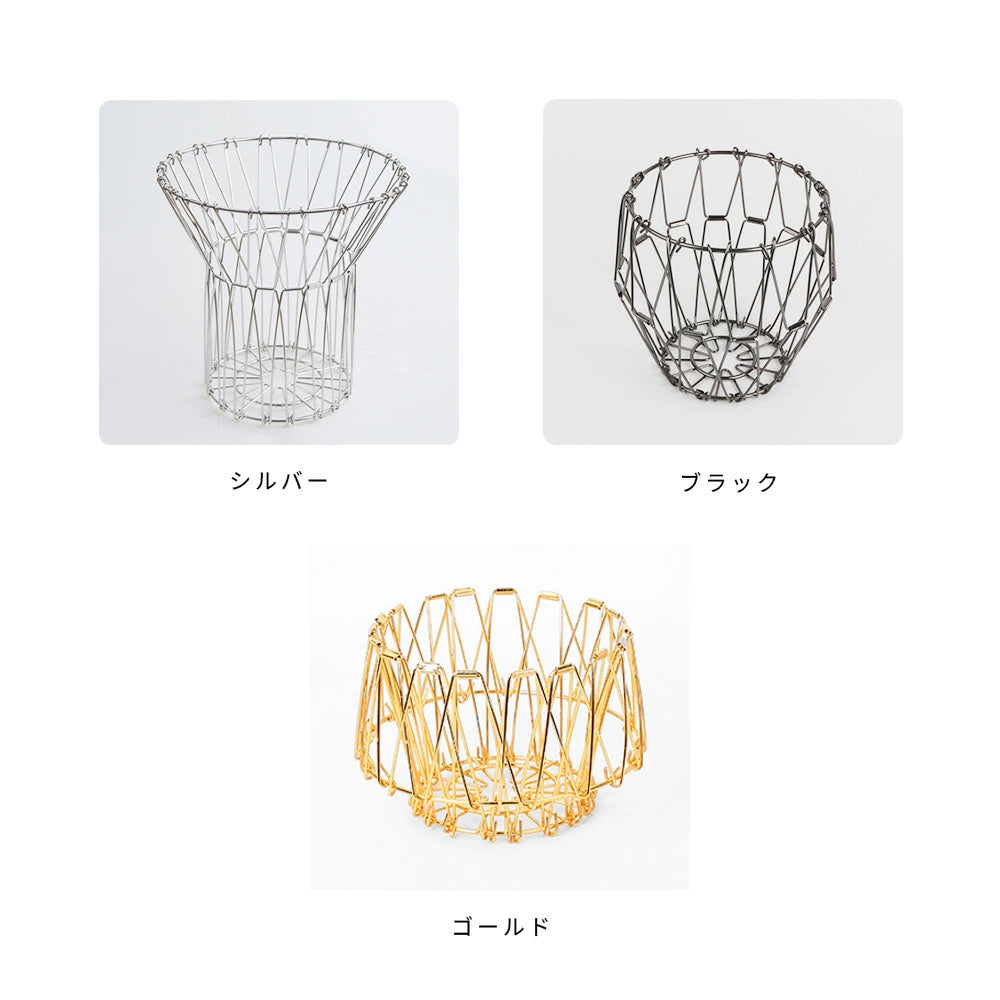 ステンレス製 折りたたみ 変形 カゴ バスケット