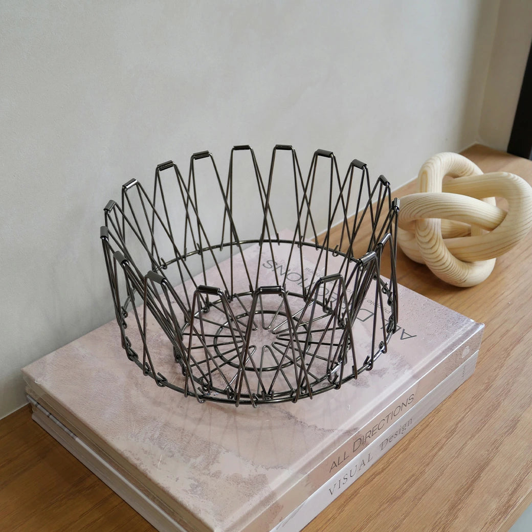 ステンレス製 折りたたみ 変形 カゴ バスケット