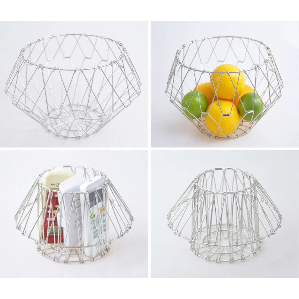 ステンレス製 折りたたみ 変形 カゴ バスケット