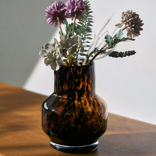 レオパード柄 ガラス フラワーベース