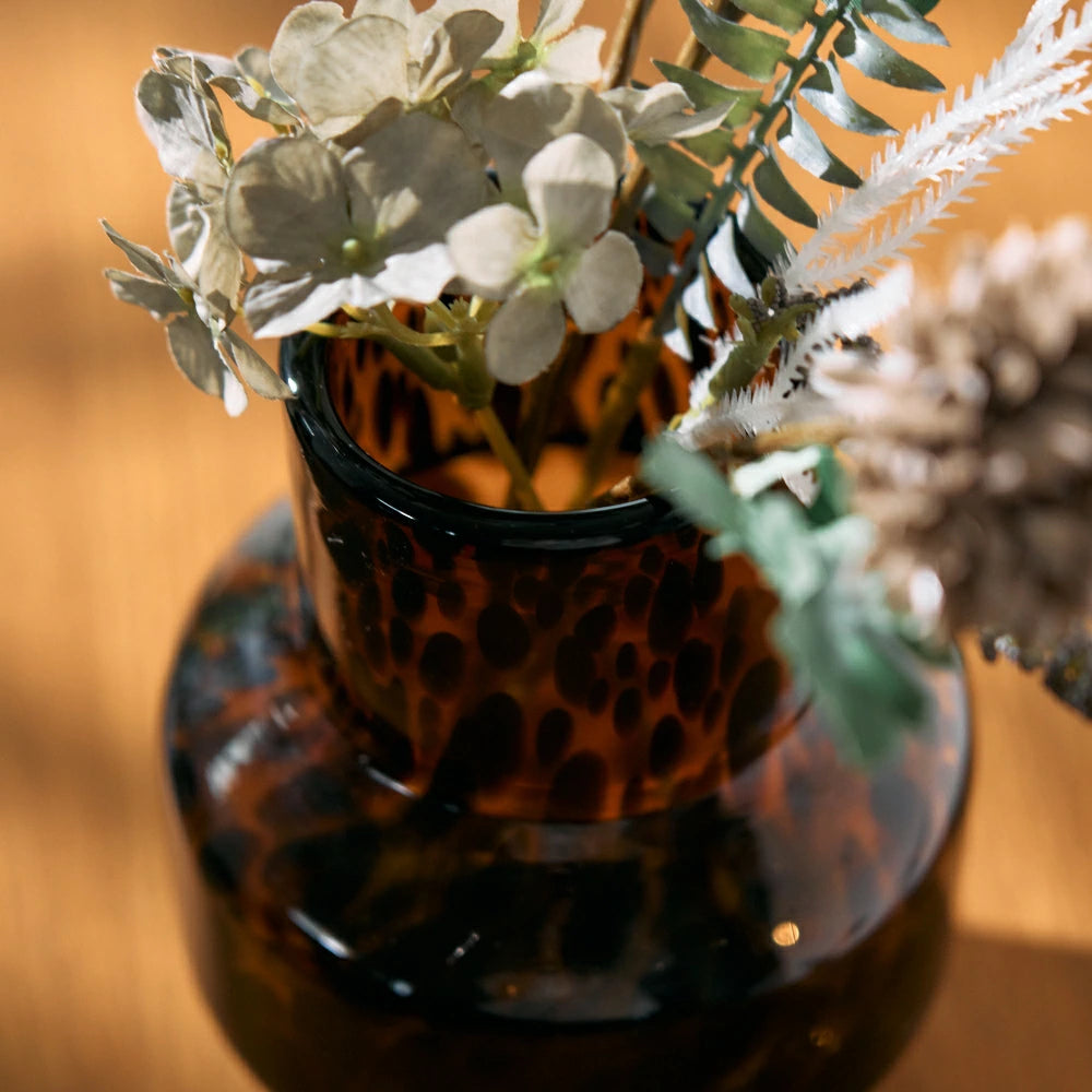 レオパード柄 ガラス フラワーベース