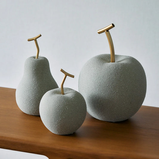北欧風 彫刻オブジェ りんご 洋梨