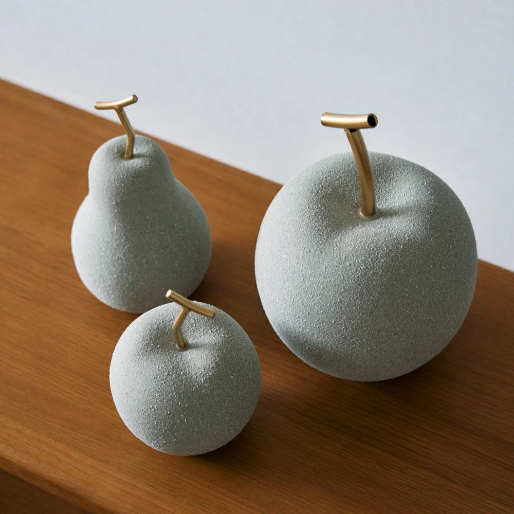 北欧風 彫刻オブジェ りんご 洋梨