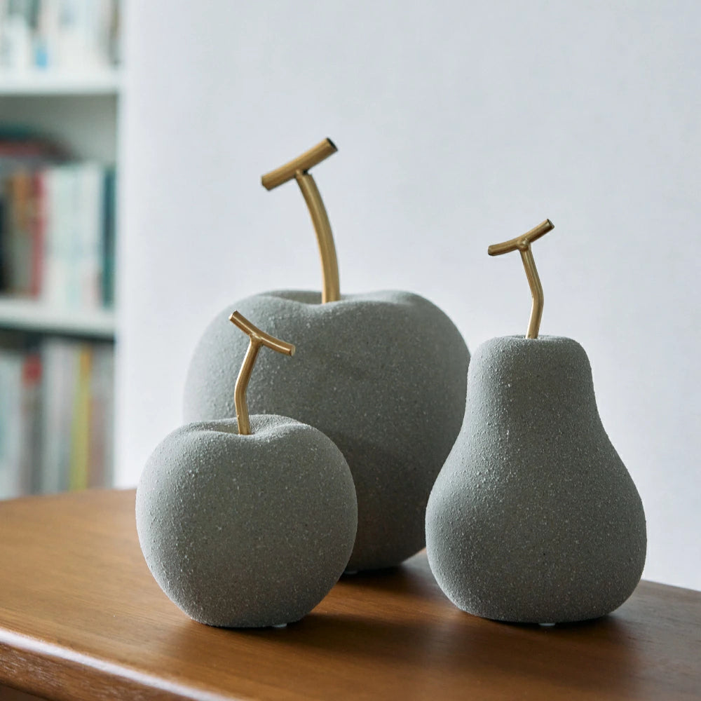 北欧風 彫刻オブジェ りんご 洋梨