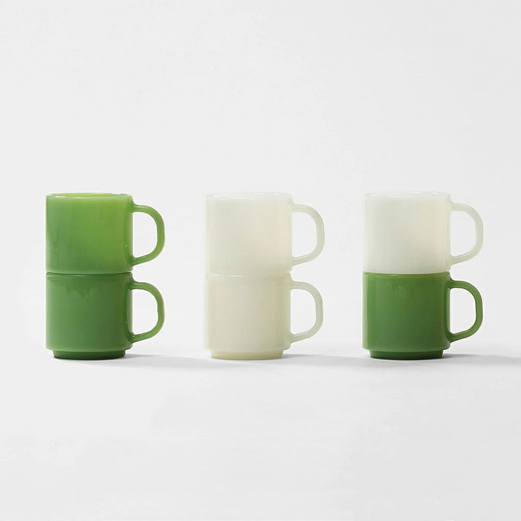 Milk Glass mug cup/2pcs