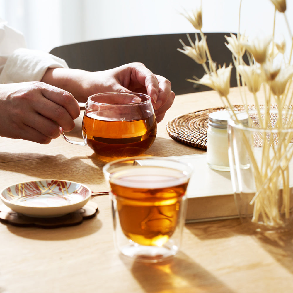 Japanese black tea set (green leaf style) 