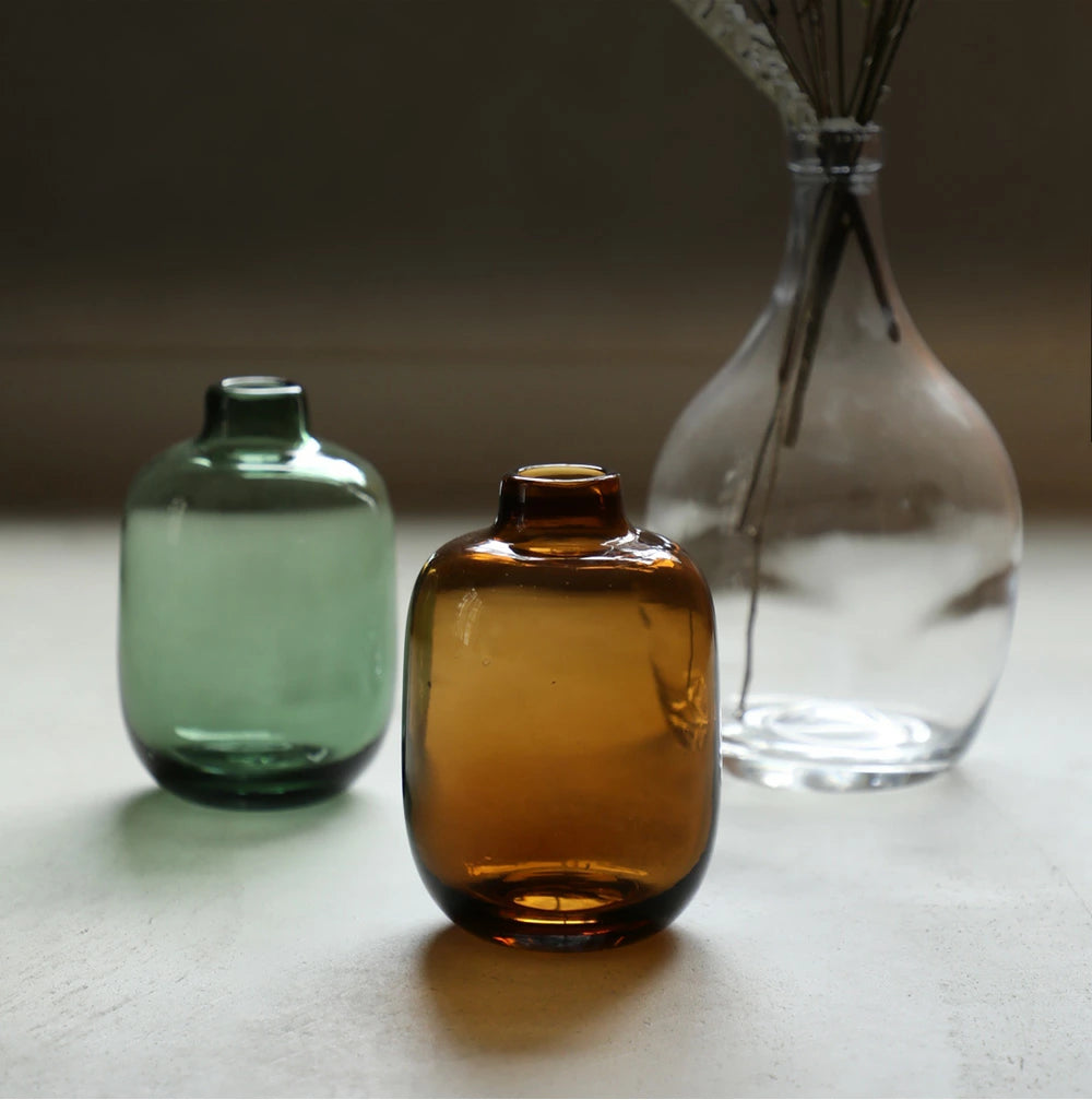 カラーガラスのフラワーベース プランプ (2色)