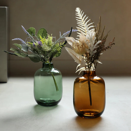 カラーガラスのフラワーベース プランプ (2色)